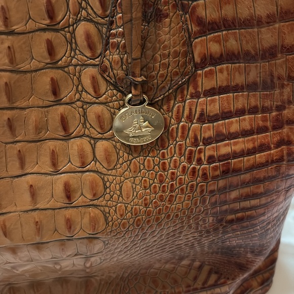 Brahmin Julian Toasted Almond Melbourne Croc Embs Leather Shopper / Tote / Purse - Picture 2 of 6